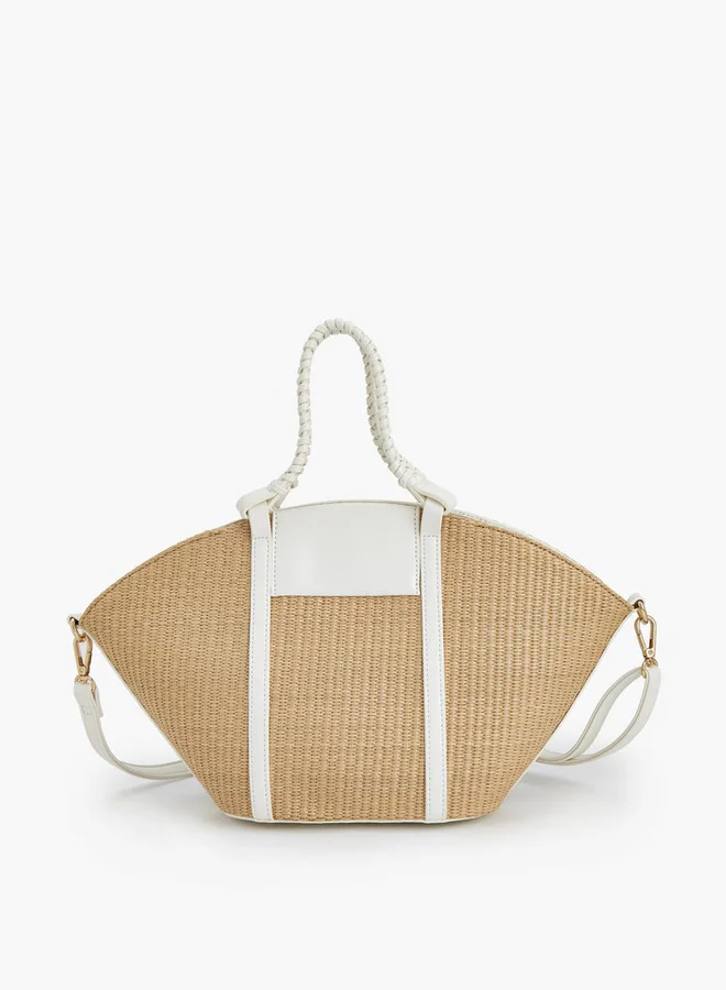 Peppermint WHITE Textured Tote Bag With Double Handle for Women | Best Price UAE